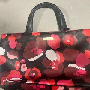 Kate Spade Floral Satchel - Black and Red